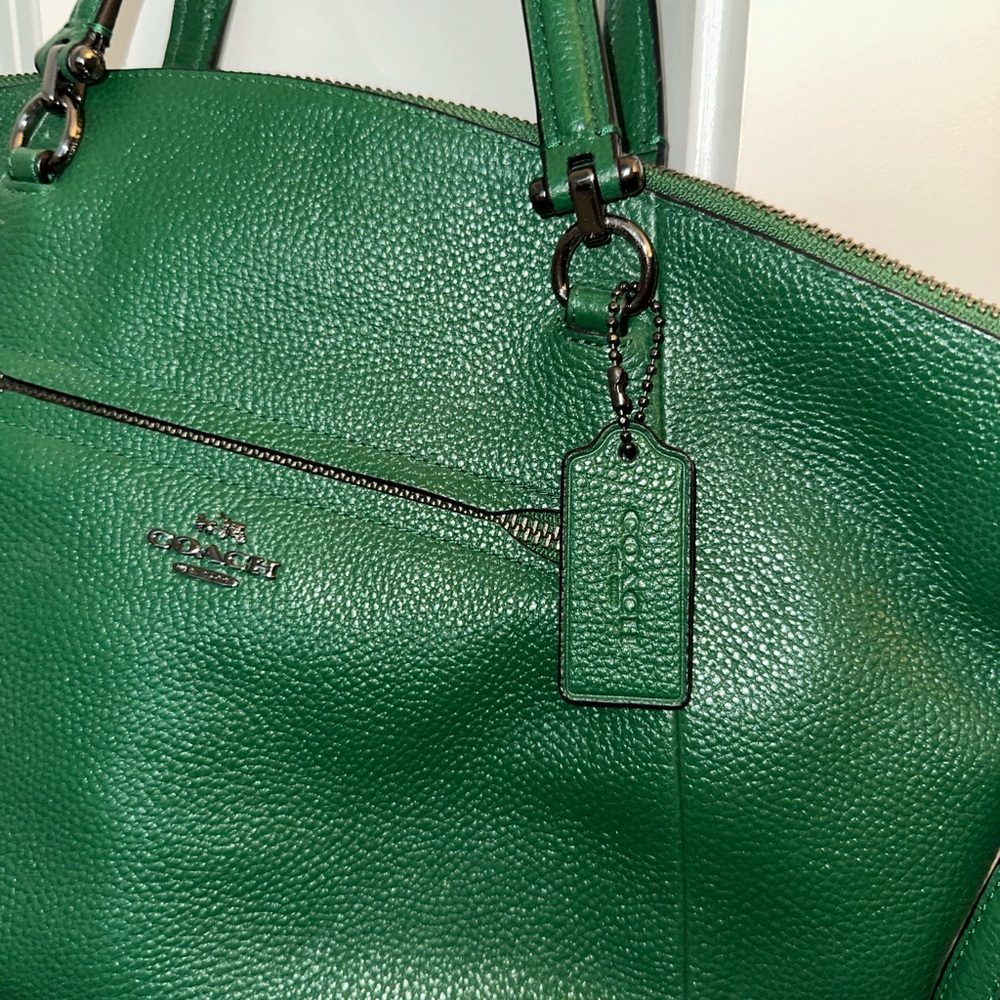 Coach Green Pebbled Leather Prairie Satchel Bag, Style 34340, Kelly Green - Picture 3 of 8